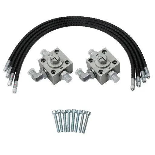 Lot de 2 vannes de dérivation 3 voies pour mini-pelle chinoise de 1 à 2 tonnes avec tuyaux flexibles de 78 cm