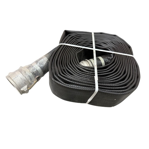 PVC Layflat Discharge Hose 3in x 50ft with Aluminum Camlock Fittings 150 PSI - Black